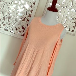 Bright Pastel Orange Open Back 3/4 Sleeve Top